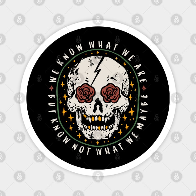 badge skull roses Magnet by Mako Design 